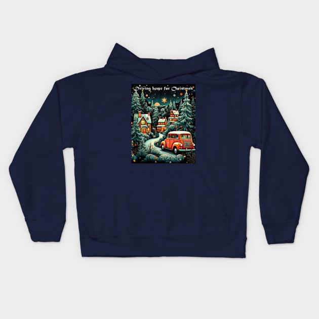 Driving Home For Christmas 1 Kids Hoodie by Tarrby